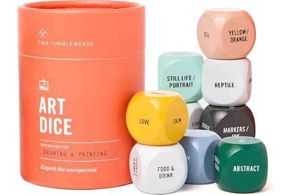 Two Tumbleweeds Art Dice - Drawing & Painting Game for Adults, Artists & Teachers - Set of 9 Dice for Creative Inspiration in