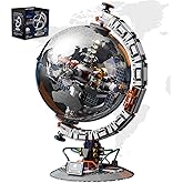 Lodikisbay Space Station Globe Building Set for Adults, 360° Rotatable STEM Toys with Dual Illumination Modes, Compatible with Lego, Hobby Gifts for Adults/Teens Home Decor