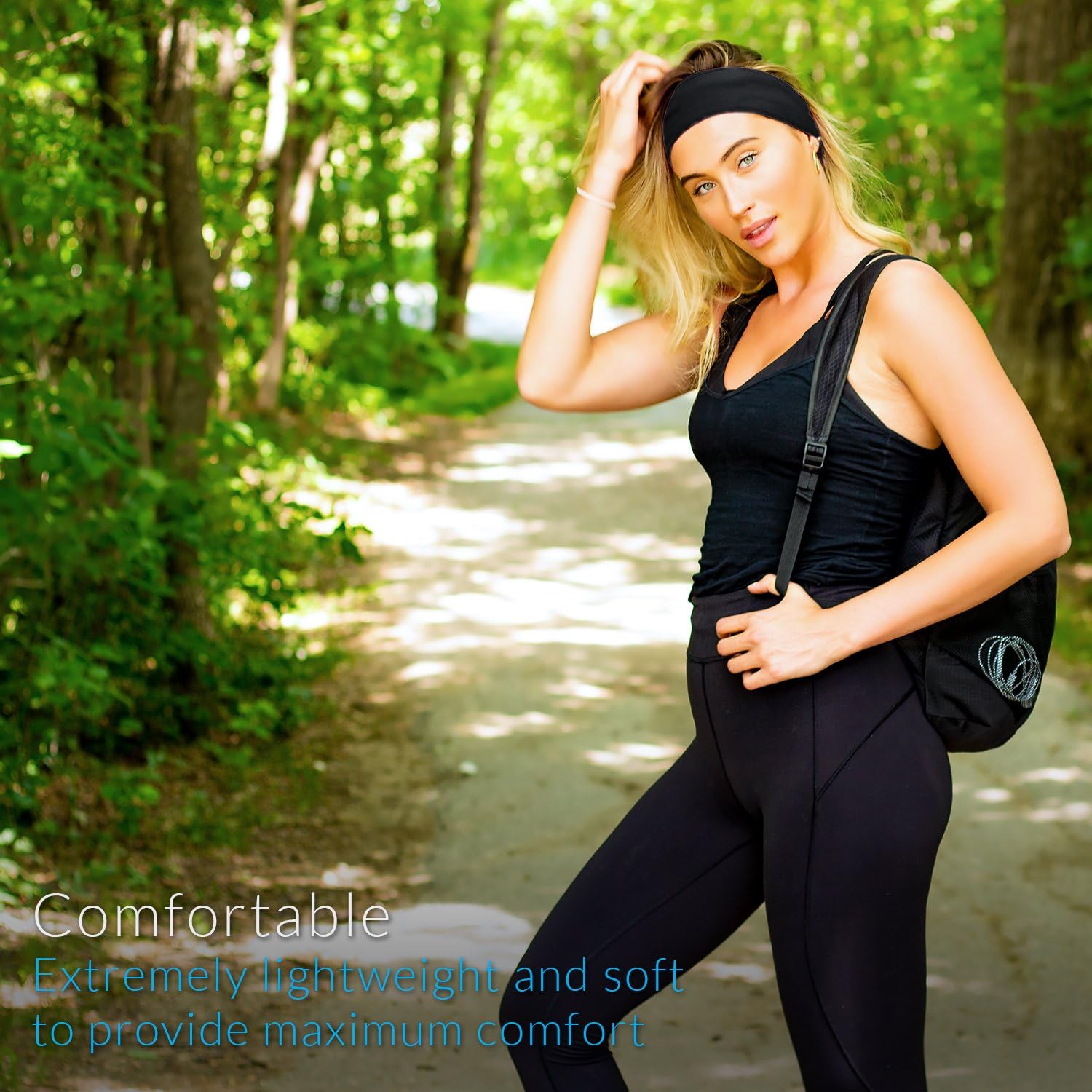 Sports Headband: UNISEX Fitness Headbands For Women & Men. Head Band Sweatband for Running, Yoga, Workout Gym Exercise. NO SLIP Sport Sweatbands & Sweat Wicking Athletic Head Wrap Bands Black: Clothing