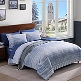 AMBERSPACE Twin XL Comforter Set Striped, Ocean Blue Coastal Bedding Set 5 Pieces for Boys Girls Teen, All Season Bed in a Bag for Dorm with Sheets, Pillowcase & Sham