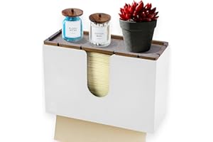 eBun Bamboo Trifold Paper Towel Dispenser – Wall Mounted or Countertop Tri Fold Paper Napkin Holder for Home, Office, Kitchen, Bathroom – Fits Multifold, Cfold, Zfold Hand Towels, White