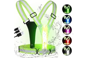 Xeiophoy LED Reflective Vest Running Gear, High Visibility Reflective Running vest, 5 Lights Colors Rechargeable Safety Running Vests for Walking Running Cycling Jogging, Adjustable for Men Women Kids