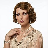 MEDISIFA Short Brown 1920s Wig for Women Gatsby roaring 20s Finger Wave Party Synthetic Full Vintage Wigs for Womens Lady Cosplay Costume Fancy Dress 1920 Flapper Wig
