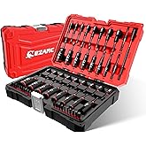 EZARC 55PCS Magnetic Impact Nut Driver Set, Metric and SAE, 1/4" Hex Shank | Cr-V Nut Drivers, Deep and Shallow Sockets, Wing Nut Setter, S2 Impact Bits and Extension, 1/4" Hex Shank, Storage Case