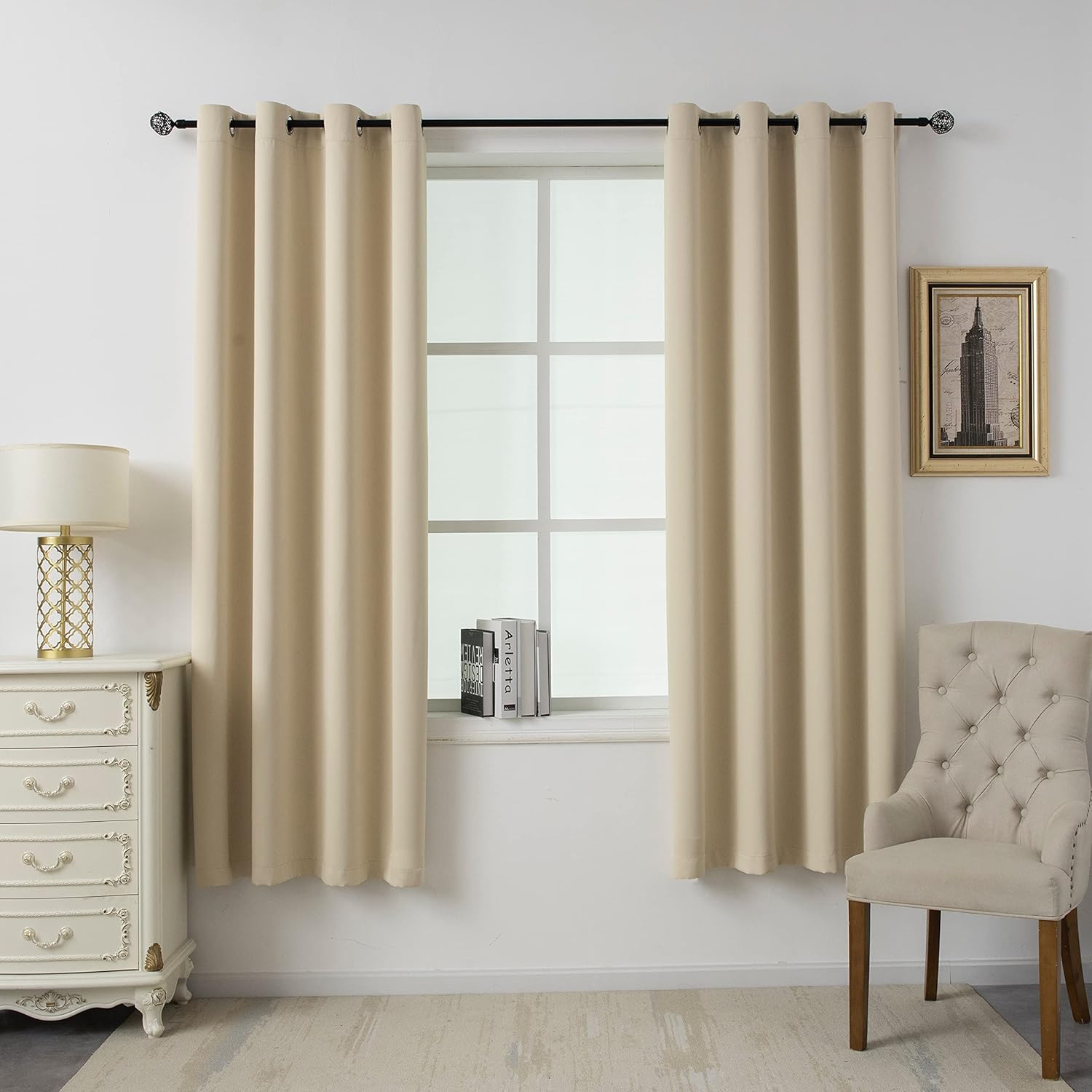 Outdoor Curtains - Hosonson 2 Panels Waterproof Outdoor Curtains for Patio, 52x84 Inch, Cream - Thermal Insulated, Sun Blocking Blackout Curtains for Bedroom, Drapes for Living Room, Porch, Pergola, Cabana