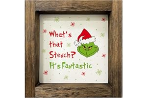 HOMYTHE Funny Christmas Decorations, Novelty Wood Sign for Holiday Home Decor, Cute Holiday Prints with Wood Frame for Table Wall Decor, Vintage Christmas Tiered Tray Decor, Xmas Party Decor Supplies, 7x7 inch
