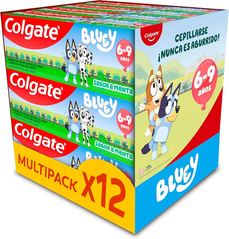 Kids Bluey, Pasta Dientes Infantil Menta 6+ Años, 12x50 ml