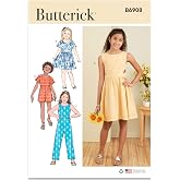 Butterick Easy to Make Girls' Dress, Jumpsuit and Romper Sewing Pattern Packet, Design Code S9127, Sizes 7-8-10-12-14, Multicolor