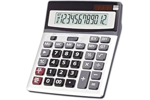 OFFIDIX Large Key Calculators Office Desktop Calculator, Dual Power Electronic Calculator Portable 12 Digit Large LCD Display
