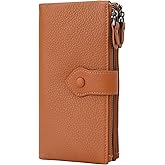 Bveyzi Women Soft Leather RFID Blocking Bifold Slim Wallets Ladies Credit Card Holder Double Zipper Pocket | Soft, RFID Blocking, Bifold, Slim, Credit Card Holder, Double Zipper Pocket