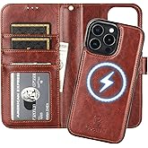 Bocasal for iPhone 16 Pro Max Wallet Case Compatible with MagSafe Wireless Charging, RFID Blocking Magnetic Leather Case with Card Slots Holder Kickstand Detachable Wrist Strap 6.9 Inch (Brown)