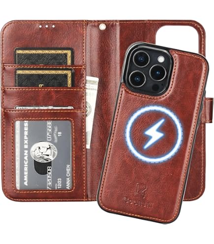 Custodia a portafoglio per iPhone 15 Pro Max, in pelle lucida glitterata, con fibbia a forma