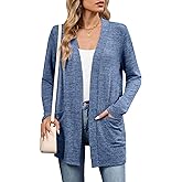 DEARCASE Women's Long Sleeve Open Front Cardigan Lightweight Casual Loose Fit Bolero Sweater with Pockets