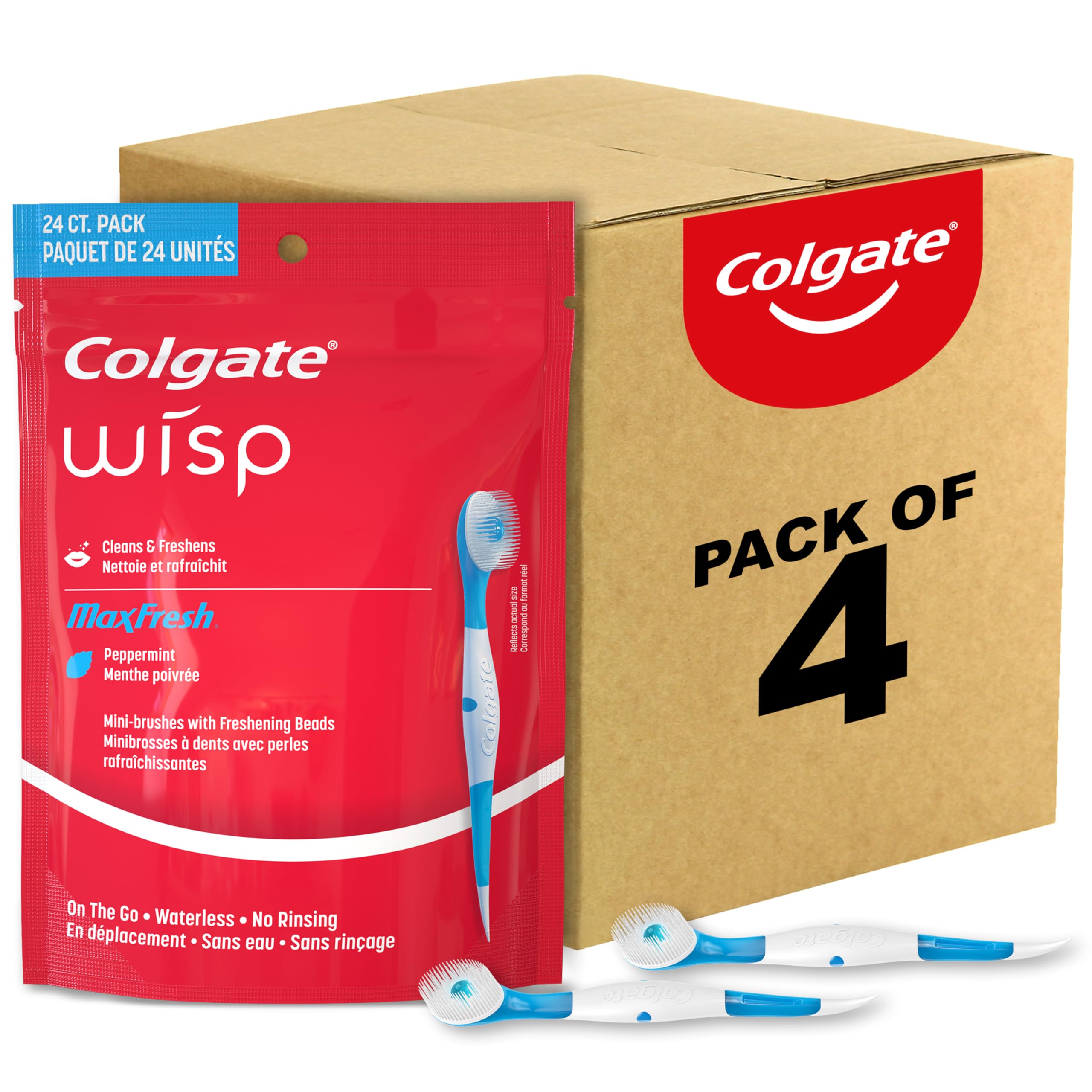 Mua Colgate Max Fresh Wisp Disposable Mini Travel Toothbrushes, Peppermint, 24 Count (Pack of 4) trên Amazon Mỹ chính hãng 2024 | Fado