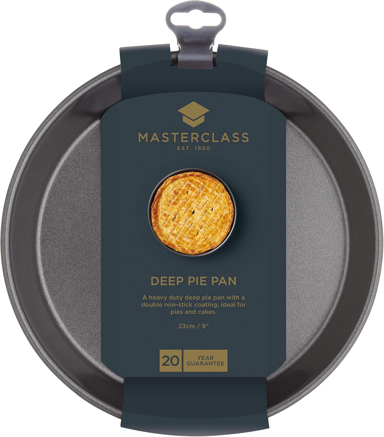 MasterClass 23 cm Deep Pie Dish with PFOA Non Stick, Robust 1 mm Carbon Steel, 9 Inch Round Pan, Black, 1.2L - Image 5