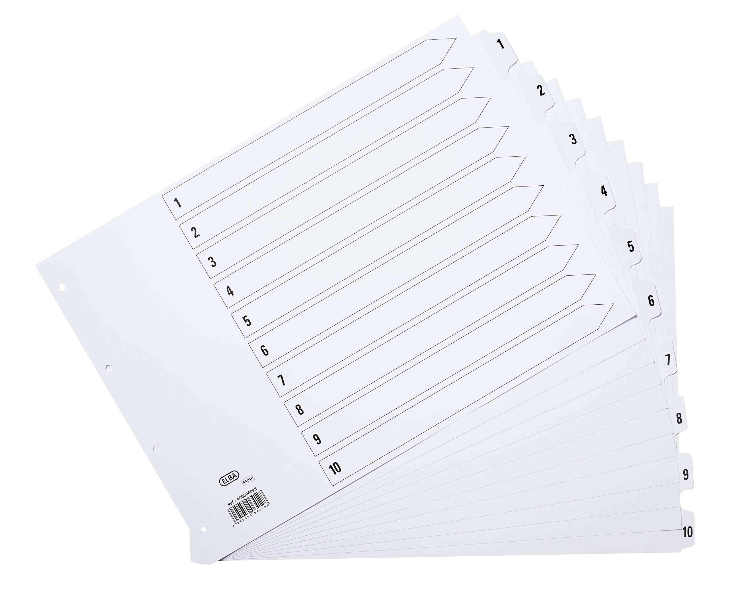 Elba A3 Strongline 10 Part Tabbed Dividers - White