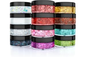 Body Glitter, Face Glitter, Hair Glitter,YGQQOY Holographic Concerts Festival Rave Chunky Glitter Gel, 12 Colors