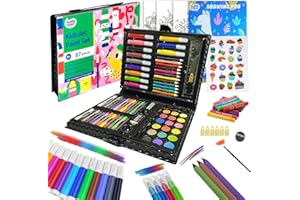 KIDDYCOLOR 87-Piece Kids Art Supplies Set, Portable Art Case with Gouache, Colored Pencils, Crayons, Markers for Boys & Girls Aged 3-12, Perfect Creative Gift for Children & Teens