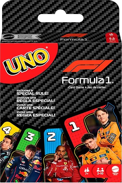 Mattel Games UNO F1 Card Game Ages 7+ 2-10 Players Racing Theme