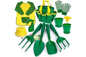Duckura Kids Gardening Tools Set - Gardening Set for Kids, Outdoor Backyard Farm Digging Toys, Shovel, Rake, Trowel, Toddler Beach Easter Basket Stuffer Birthday Gifts for Boys Girls Age 3+ Years Old