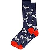 Hot Sox Men's Zebra Crew Socks 1 Pair, Denim Heather, Men's 10-13 Shoe