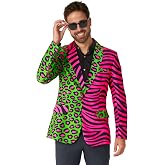 Suitmeister Men's Party Blazer - Neon Animal Print Slim Fit
