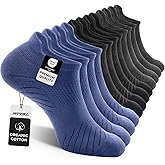 FITRELL 6 Pack Men's Athletic Running Ankle Socks Low Cut Cushioned Wicking Anti-Blister Breathable Sport Socks