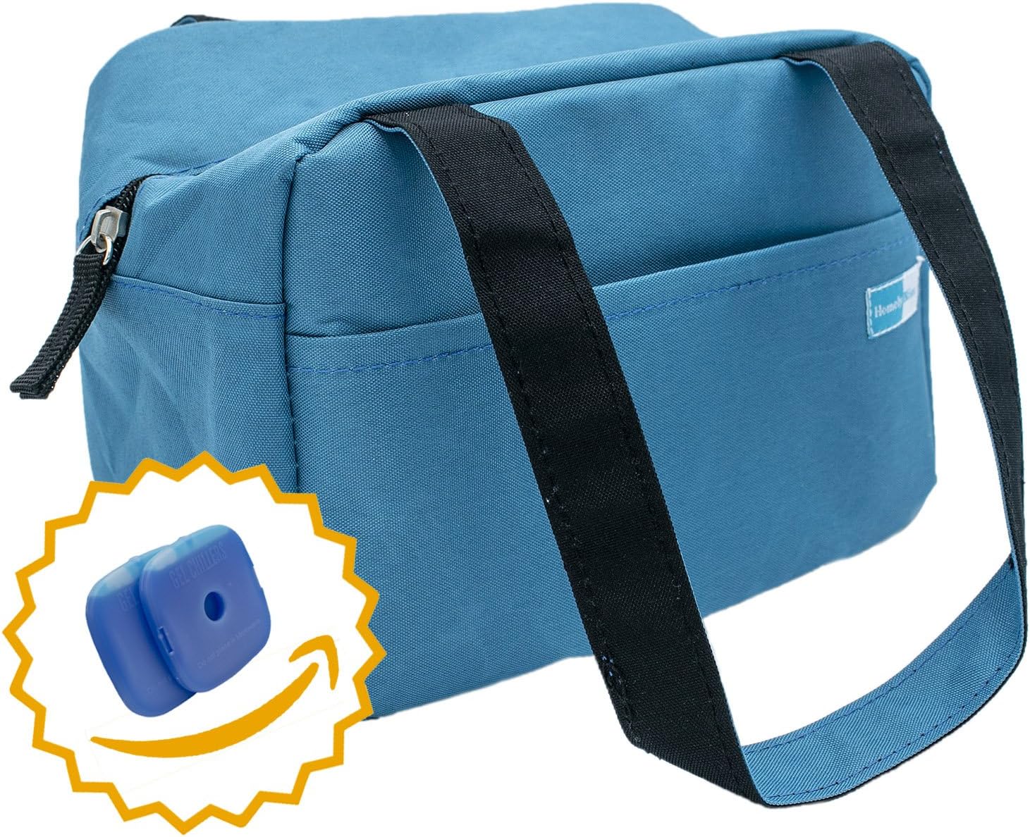 Homely Bliss Insulated Lunch Bag With 2 Free Ice Packs - Sylishand Compact Lunch Box Great for Commuting, Work and School. (Steel Blue)