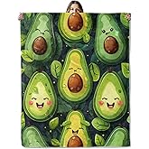 Cute Avocado Throw Blanket for Girls Boys Kids Adults, 50x60 in, Cozy Flannel Blanket for Bedroom, Camping, Couch, Room Decor, Fuzzy Warm Soft Gifts