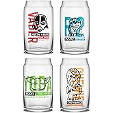 JoyJolt Star Wars Now Playing Collection Tumblers, 16.9oz Classic Can Shape Glass Tumbler Set of 4 w/Glass Straws
