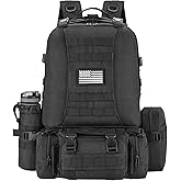NOOLA 60L Military Tactical Backpack for Men Army 3 Day Assault Pack Large Hiking Detachable Rucksack with Bottle Holder