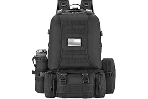NOOLA 60L Military Tactical Backpack for Men Army 3 Day Assault Pack Large Hiking Detachable Rucksack with Bottle Holder