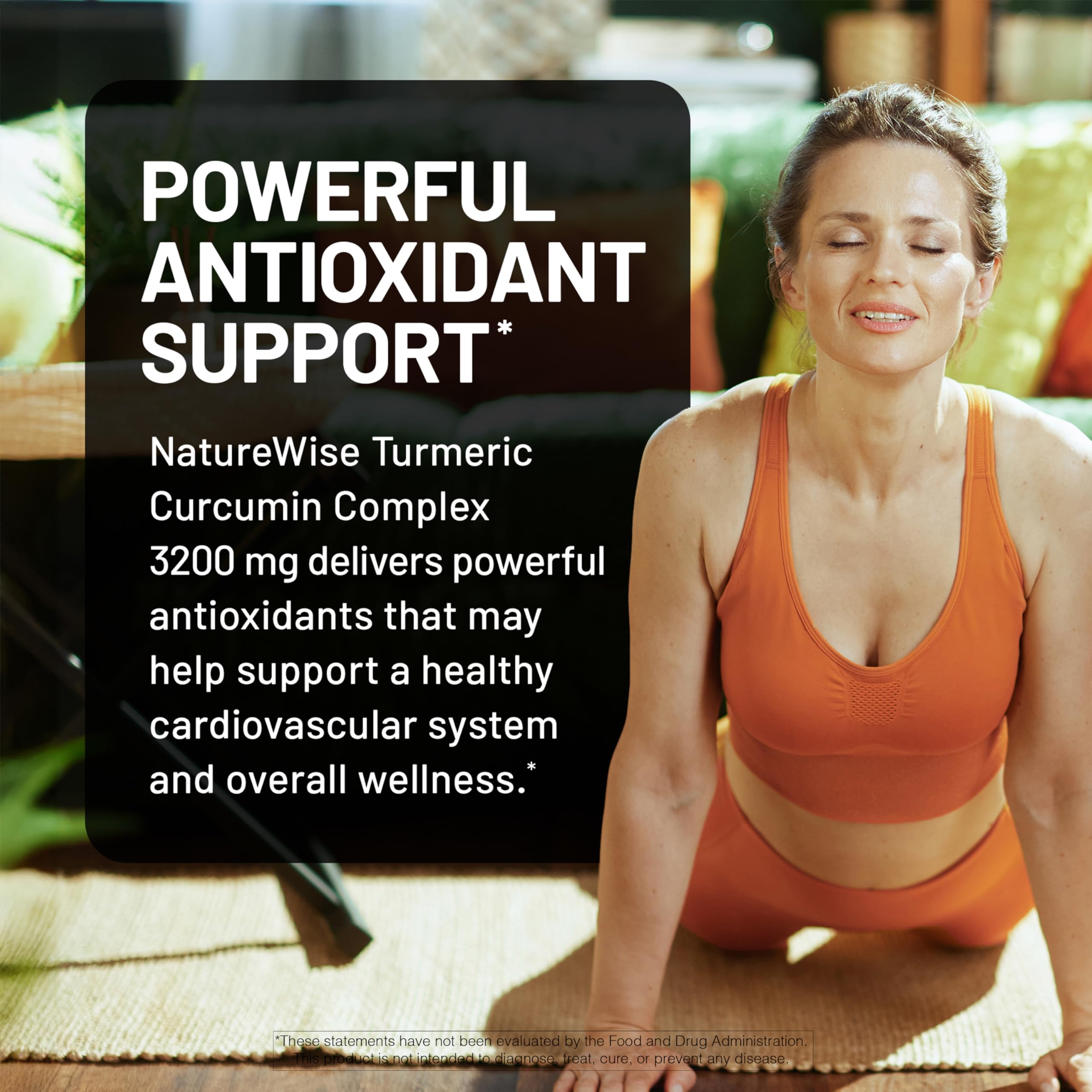 NatureWise Turmeric Curcumin Complex 3200 mg with BioPerine for Absorption - Turmeric Curcumin Supplement for Antioxidant Support - Non-GMO, Vegan, USA Manufactured - 90 Capsules[30-Day Supply]