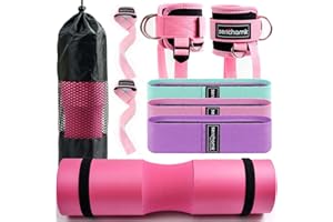 Serichamk Barbell Pad for Hip Thrust Squat Bar Pad Foam Barbell Pad for Weight Bar Cushion with 2 Gym Ankle Straps 1 Booty Band and Carry Bag for Standard Olympic Bars