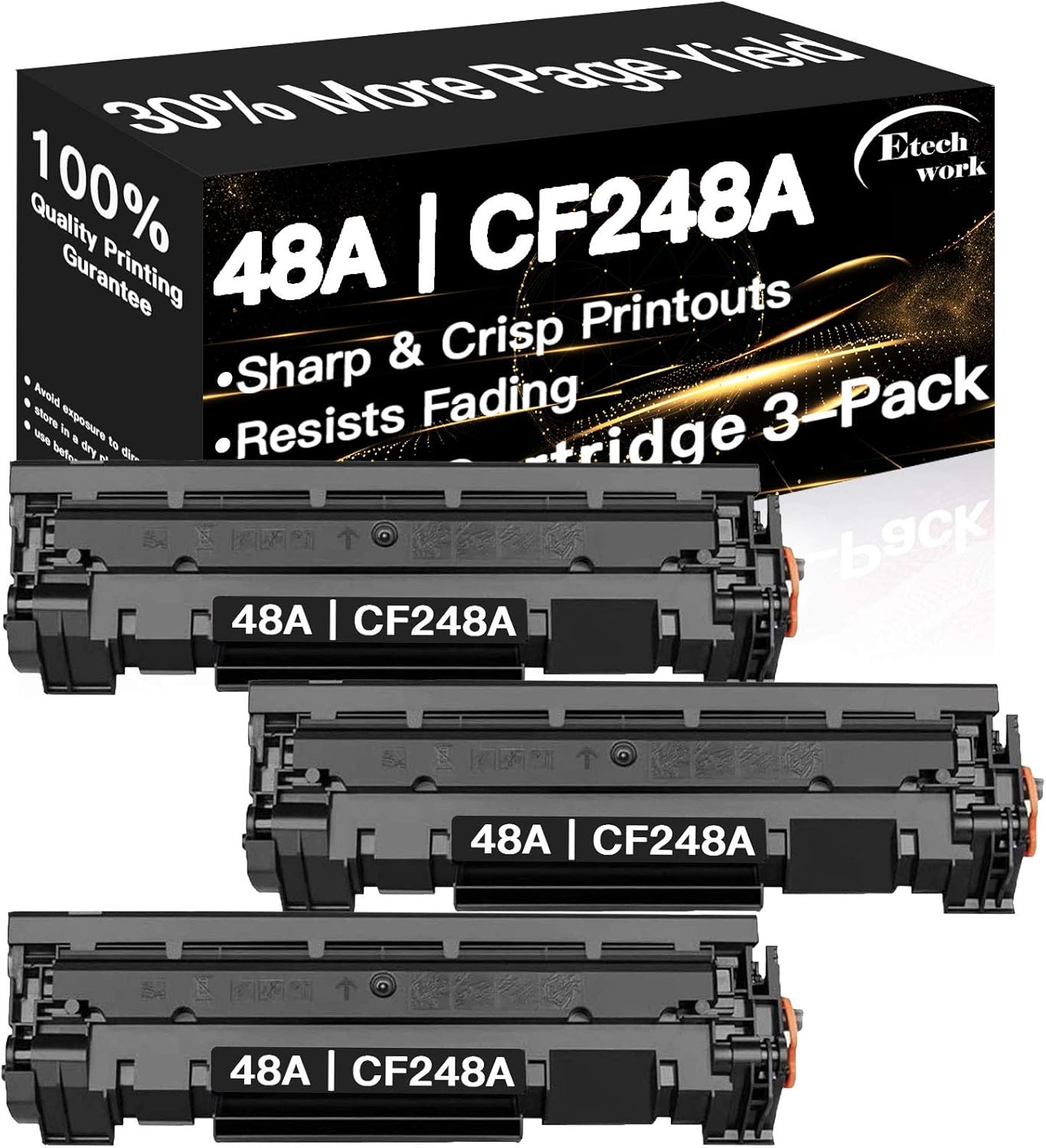 Compatible 3-Pack 48A Printer Toner Cartridge CF248A Used for HP Laserjet Pro MFP M29w M28w M28a M15a M15w M16 (Black), Sold by Etechwork