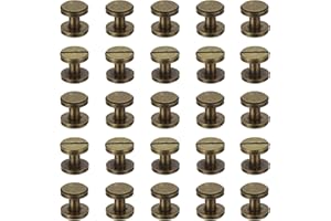 PATIKIL 25 Sets Chicago Screws, 6mm L Chicago Screw Slotted Binding Post Screw Bolts Rivets Brass Fasteners Connectors for Leather Belt Scrapbook Photo Albums, Bronze