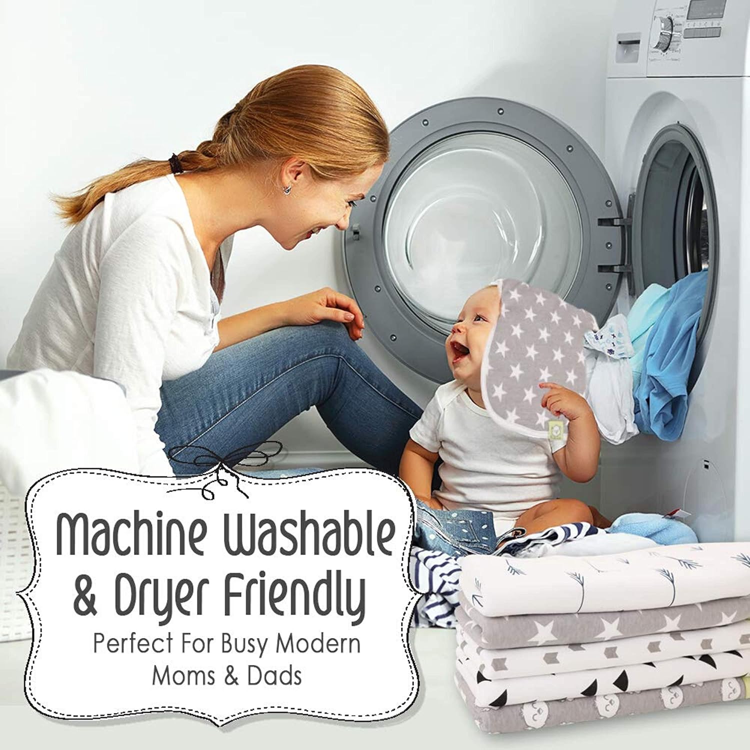 Organic Burp Cloths for Baby Boys and Girls - 5-Pack Ultra Absorbent Burping Cloth, Burp Clothes, Newborn Towel - Milk Spit Up Rags - Burpy Cloth Bib for Unisex, Boy, Girl - Burp Cloths (Grayscape): Baby