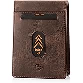 TRUSADOR Trento Wallet for Men Slim Credit Card Holder Slots Leather RFID Blocking Small Thin Men's Wallet Bifold Minimalist Front Pocket Gift Box (Brown, With Coin Pocket)