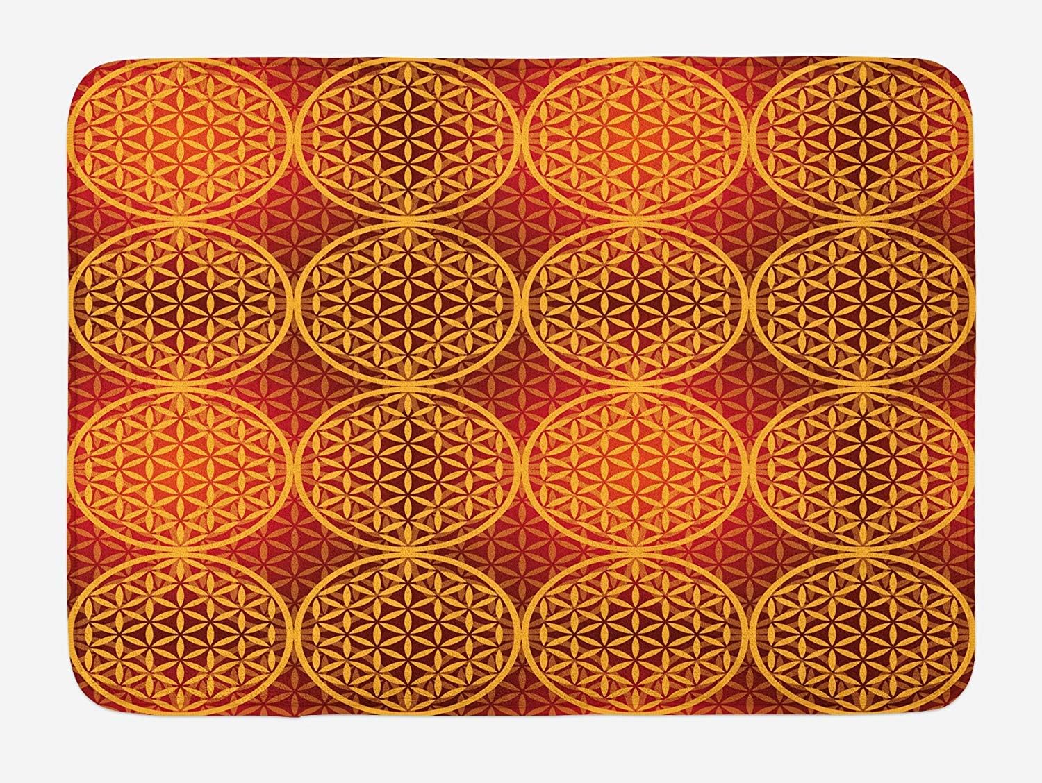 SJuczi Victorian Bath Mat, Vintage Style Flower with Medieval Tones Rococo Baroque Esoteric Motif, Plush Bathroom Decor Mat with Non Slip Backing,Mustard Orange 19.7x31.5 in