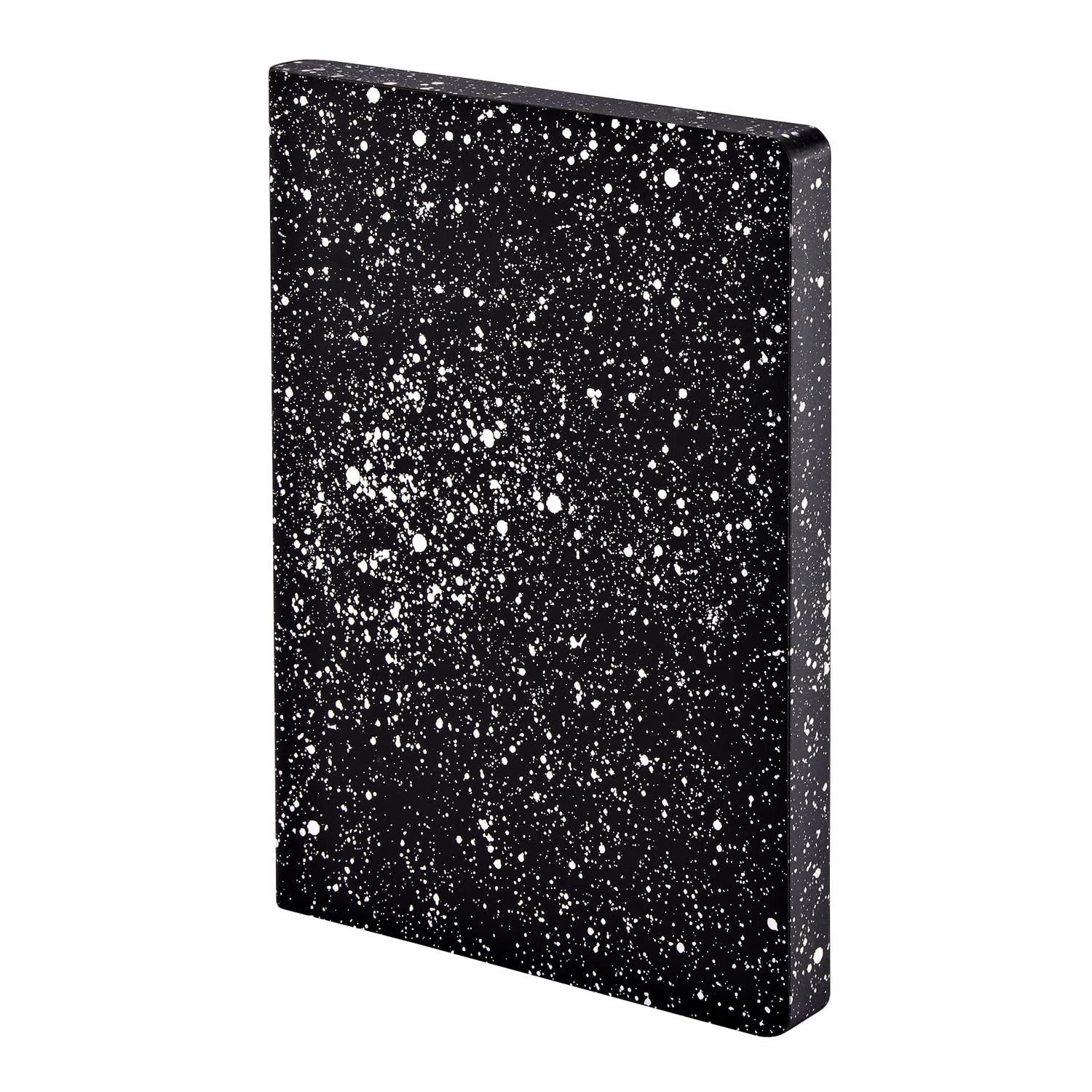 nuuna Graphic L Design Notebook – "Milky Way – Smooth Bonded Leather Coloured Edging, 256 Page Premium Paper DIN A5 Dot Grid Soft Cover – Black