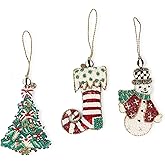MACKENZIE-CHILDS Beaded Ornament, Christmas Tree Ornament, Set of 3, Cozy Holiday