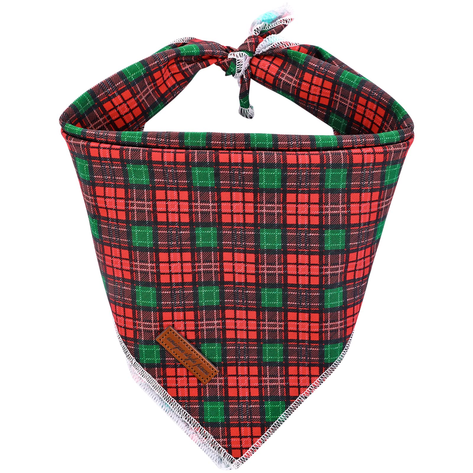 Unique style paws Christmas Dog Bandanas 1PC Washable Bibs Scarf, Pet Dog Kerchief, Cotton Triangle Dog Scarfs for Small Medium Large Girl or Boy Dogs -Green-L