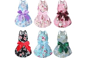 Frienda 6 pcs Dog Dresses Girls Dog Clothes Floral Cute Princess Bowknot Puppy Dresses Pet Cat Clothes Skirts Rosette Summer 
