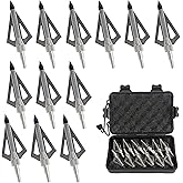 12PCS Hunting Crossbow Broadheads,100 Grain Arrow Tip with 3 Blades Stainless Steel Blades,Hunting Arrow Head for Compound Bo