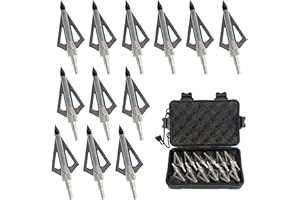 12PCS Hunting Crossbow Broadheads,100 Grain Arrow Tip with 3 Blades Stainless Steel Blades,Hunting Arrow Head for Compound Bo