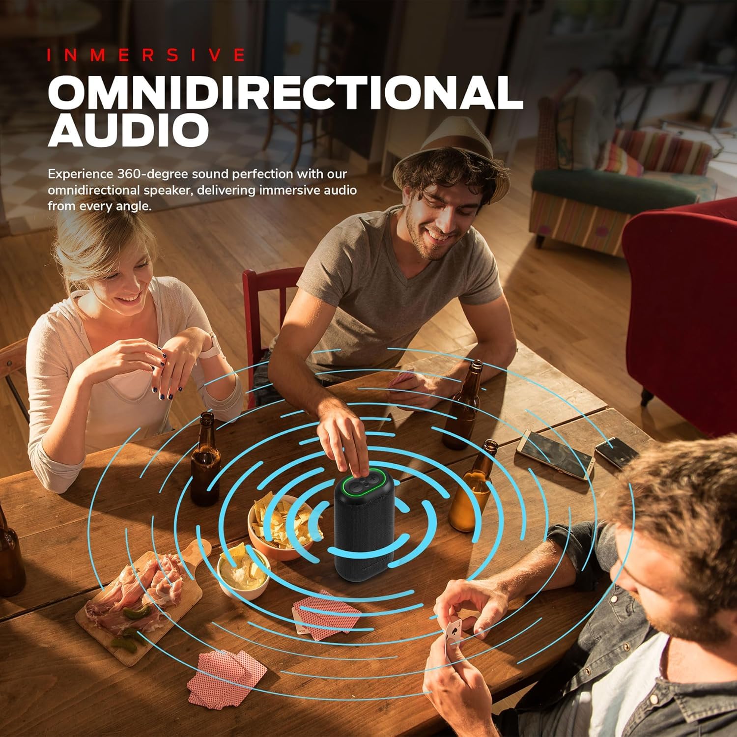 Monster DNA Max Portable Bluetooth Speaker, Loud Portable Speaker with 360 Bass Sound and 10W Qi Certified Wireless Charging Pad, IP67 Waterproof- for Travel, Indoor and Outdoor Use