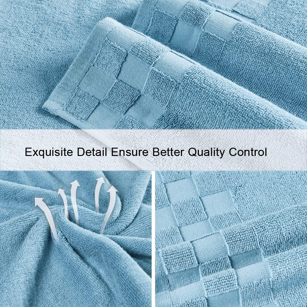 DIAOJIA Bath Towels Blue, 100% Cotton Towels, 6 Piece Towels Set, Absorbent, Soft and Fluffy, Including 2 Bath Towel 27”x 55”, 2 Hand Towel 13”x 29” and 2 Wash Cloth 13”x 13”(Blue): Kitchen & Dining