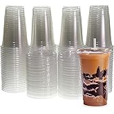 Freshware Clear Plastic Cups with Flat Lids and Straws [100 Cups - 20 oz] Disposable Tumblers for Iced Coffee, Smoothie, Milkshake, Cold Drinks