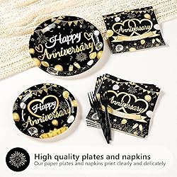 96 Pcs Happy Anniversary Decorations Disposable