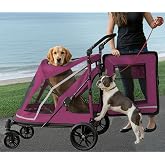 Pet Gear No-Zip Expedition Pet Stroller, Dark Lilac | Dual Entry, Push Button Zipperless Entry, For Single or Multiple Dogs/Cats, Gel-Filled Tires